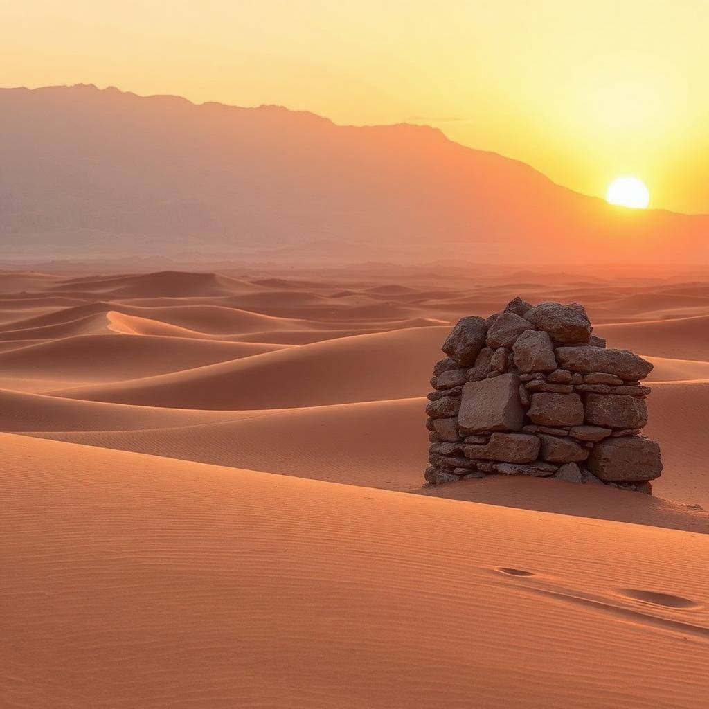 Désert d'Agafay au crépuscule