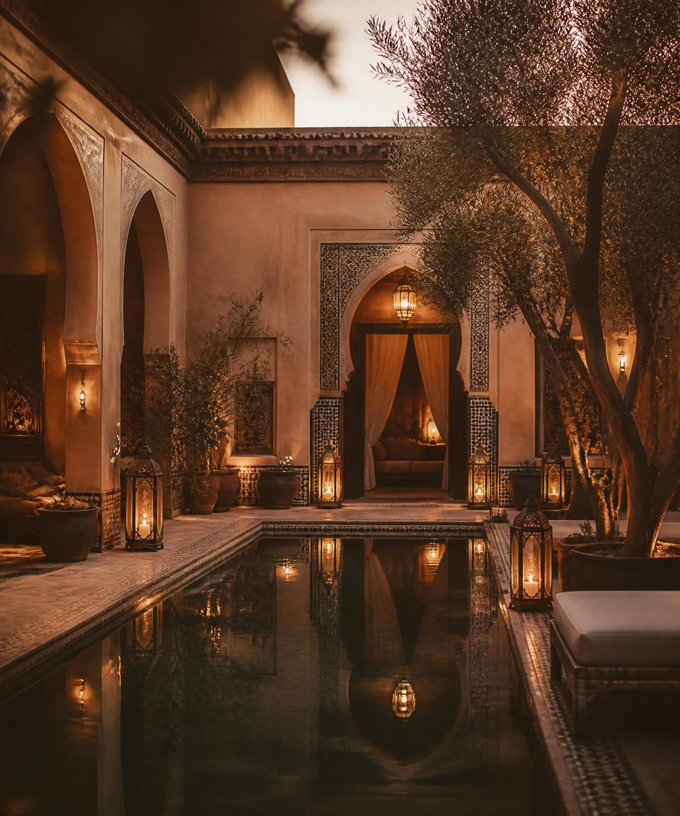 Riad de luxe à Marrakech au crépuscule — Conciergerie INAYA